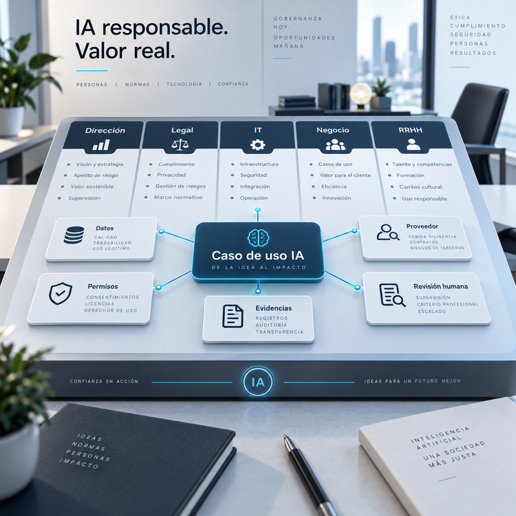 Imagen generada con IA sobre matriz de responsabilidades de IA en empresa