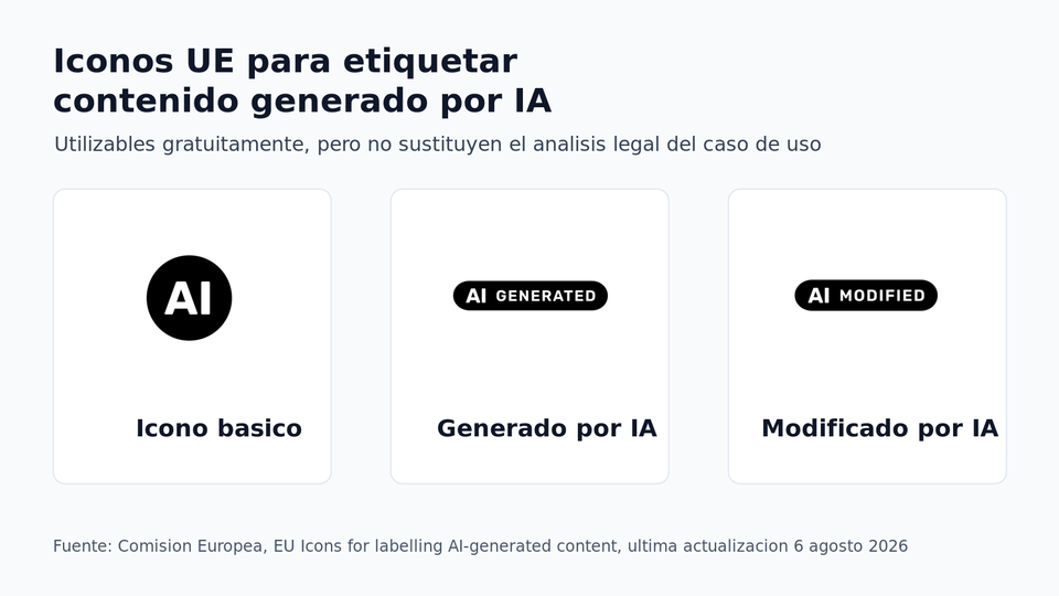 Iconos oficiales de la UE para etiquetar contenido generado o modificado por IA